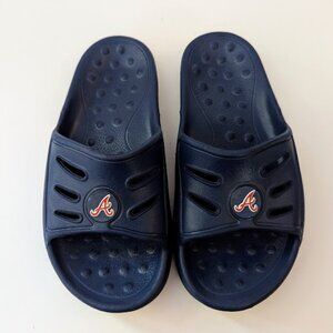 Nike Atlanta Braves Baseball Slides Sandals Navy Blue Kids Youth Size 5